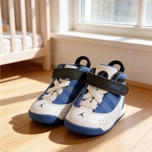 Jordan Kids Blue and White Strap Sneakers